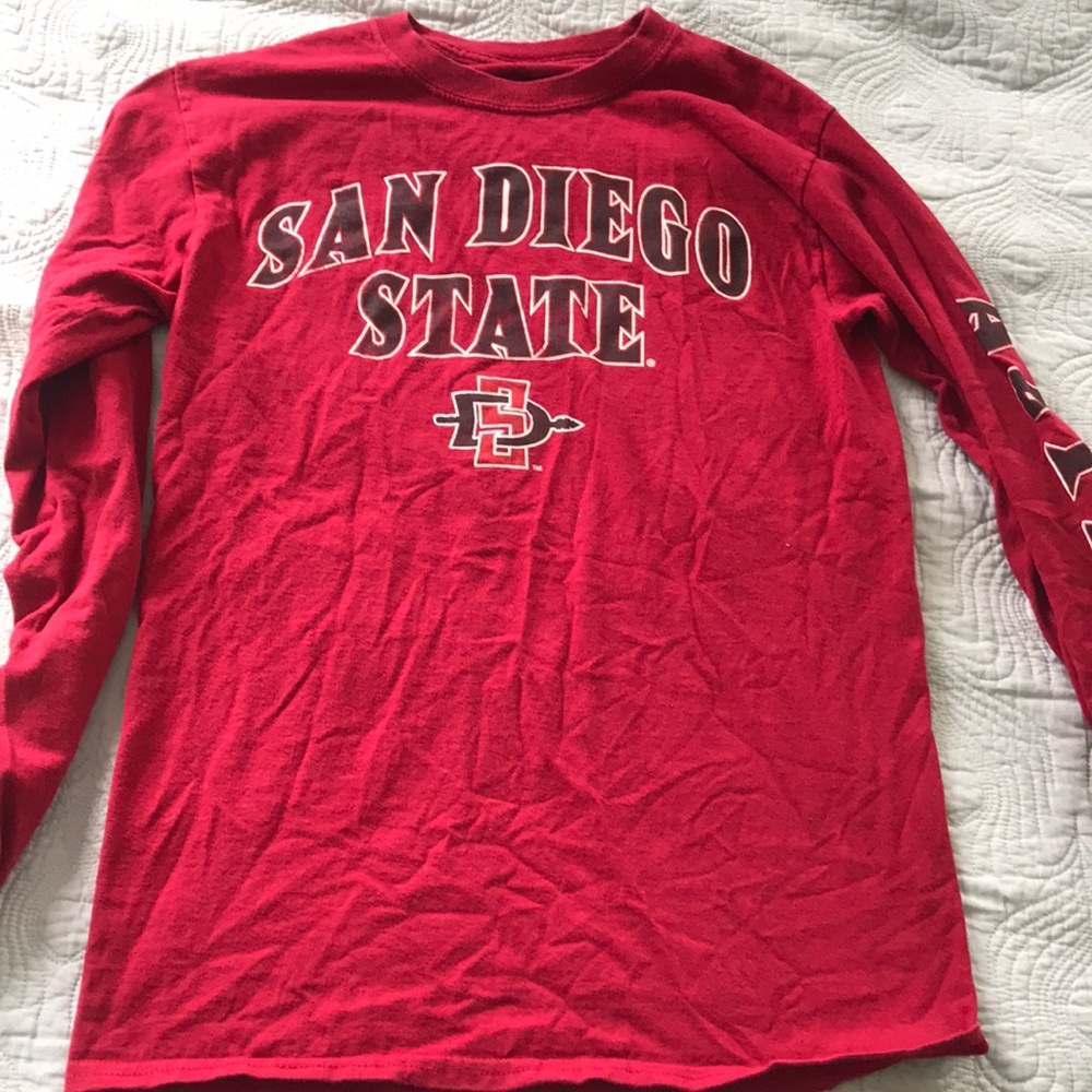 SDSU Red Long Sleeve With Sleeve Detailing